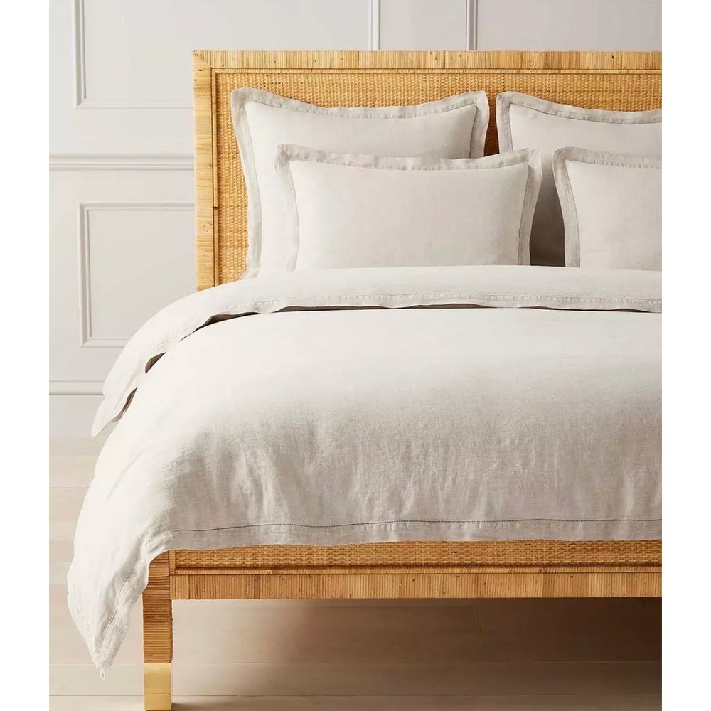 Serena & Lily Linen Twin Duvet Cover and Standard Sham Set Sand Beige